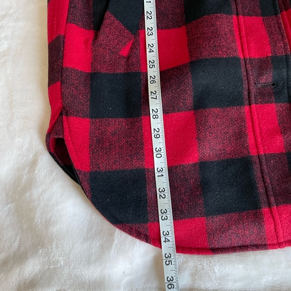 Sold! Plaid Wool Oversized Shirt Jacket Red Buffalo/cream Sherpa - Picture 5 of 16